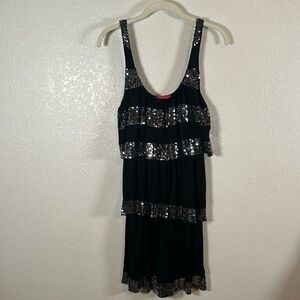 32 Flavors by YFB Black Sequin Y2K Tiered Party Dress Size XS